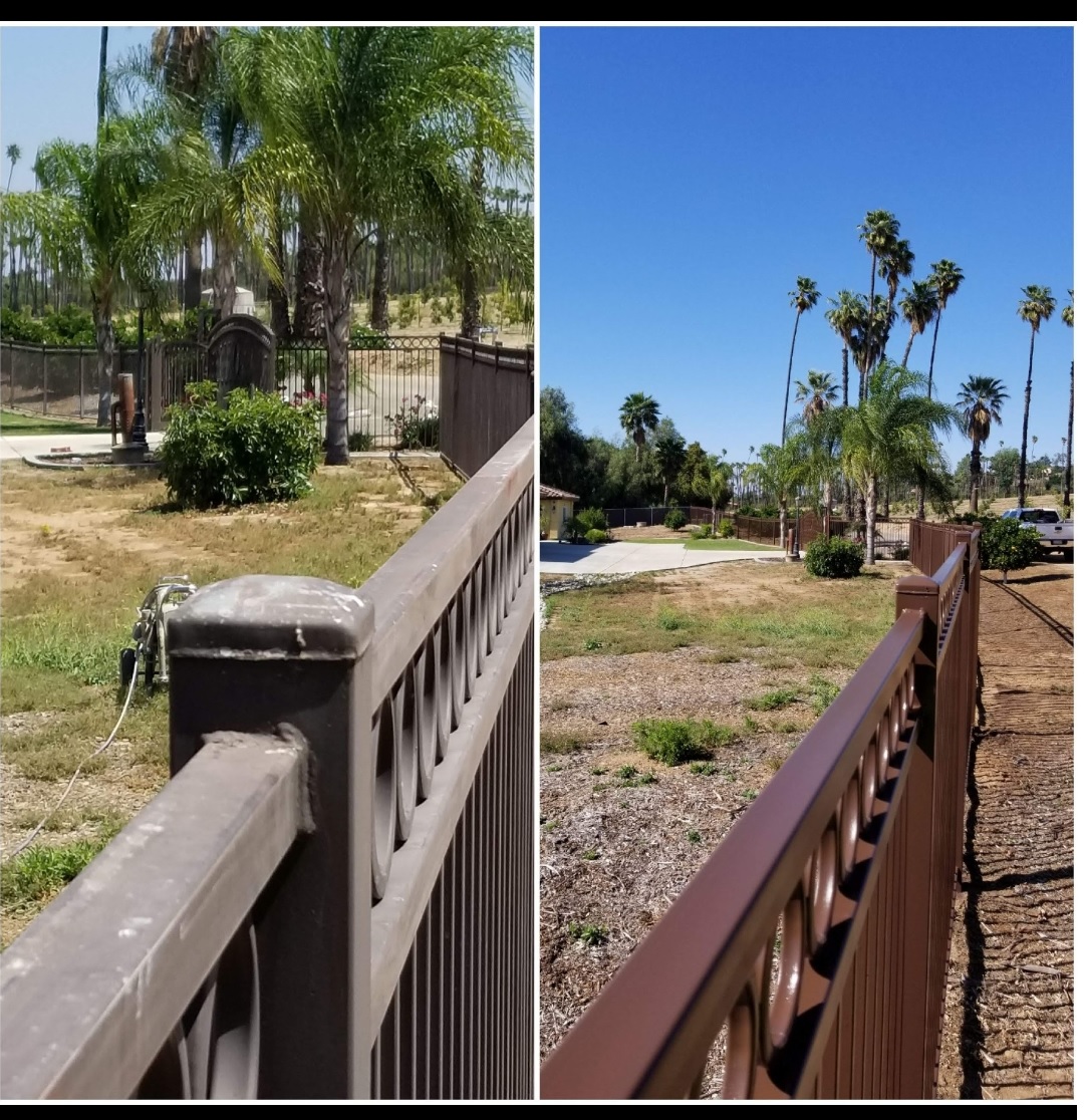 Fence & wrought iron repaint — before and after